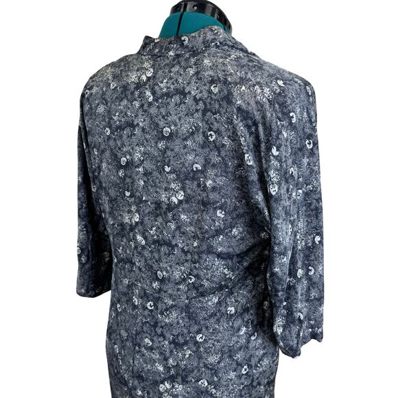 Vintage 1980s Plus Size Blue Floral Brocade Dress with Bow Detail – Size 22 - Picture 11 of 16